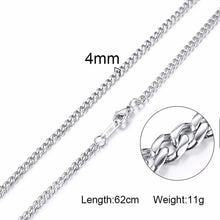 Load image into Gallery viewer, Vnox 3-6MM Silver Tone Snake Cocoon Curb Link Flat Box Wheat Chains Stainless Steel Men Necklace Choker Jewelry 24 inch