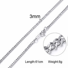 Load image into Gallery viewer, Vnox 3-6MM Silver Tone Snake Cocoon Curb Link Flat Box Wheat Chains Stainless Steel Men Necklace Choker Jewelry 24 inch