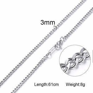 Vnox 3-6MM Silver Tone Snake Cocoon Curb Link Flat Box Wheat Chains Stainless Steel Men Necklace Choker Jewelry 24 inch