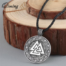 Load image into Gallery viewer, Viking Valknut Pendant Men's Necklace Women Round Pagan Religious Male Man Slavic Silver Steampunk Jewelry Tibetan Amulet Gift