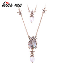 Load image into Gallery viewer, KISS ME Crystal Resin Cultured Pearl Beetle Insect Pendant Necklace Double Layers Necklaces for Women Brand Jewelry