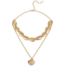 Load image into Gallery viewer, KISSWIFE Multilayer Shell Trendy Necklace for Women Gold Color Long Chain Seashell Ocean Beach Boho Pendant Necklaces Jewelry