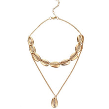 Load image into Gallery viewer, KISSWIFE Multilayer Shell Trendy Necklace for Women Gold Color Long Chain Seashell Ocean Beach Boho Pendant Necklaces Jewelry