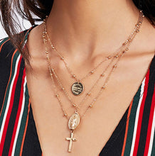 Load image into Gallery viewer, F10 Fashion Gold Color Multilayer Coin Tassels Lariat Bar Necklaces Beads Choker Feather Pendants Necklaces For Women Bijoux