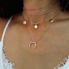 Load image into Gallery viewer, F10 Fashion Gold Color Multilayer Coin Tassels Lariat Bar Necklaces Beads Choker Feather Pendants Necklaces For Women Bijoux