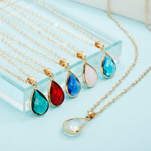 Load image into Gallery viewer, Birthstone Natural Water Drop Pendant Necklace Druzy Quartz Gem Stone Crystal Diy Charm Necklace For Women Fashion Jewelry