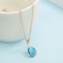 Load image into Gallery viewer, Birthstone Natural Water Drop Pendant Necklace Druzy Quartz Gem Stone Crystal Diy Charm Necklace For Women Fashion Jewelry