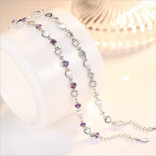 Load image into Gallery viewer, TJP Charm Crystal Purple Female Anklets Jewelry Fashion Girl 925 Silver Bracelets For Women Bride Wedding Engagement Bijou Gift