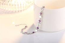 Load image into Gallery viewer, TJP Charm Crystal Purple Female Anklets Jewelry Fashion Girl 925 Silver Bracelets For Women Bride Wedding Engagement Bijou Gift