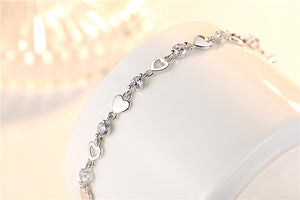 TJP Charm Crystal Purple Female Anklets Jewelry Fashion Girl 925 Silver Bracelets For Women Bride Wedding Engagement Bijou Gift