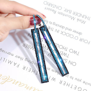 FYUAN Fashion Long Geometric Drop Earrings Luxury Gold Silver Color Rectangle Rhinestone Earring for Women Party Jewelry Gift