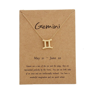 Star Zodiac Sign 12 Constellation Necklaces Pendants Choker Necklaces for Women Jewelry