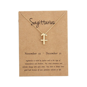 Star Zodiac Sign 12 Constellation Necklaces Pendants Choker Necklaces for Women Jewelry