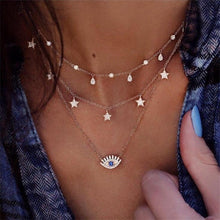 Load image into Gallery viewer, IPARAM Bohemian Multi-layer Star Moon Necklace Women 9 Style Vintage Necklace Fashion Layered Crescent Map Jewelry