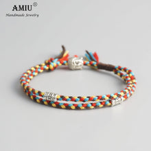 Load image into Gallery viewer, AMIU Tibetan Buddhist Lucky Woven Amulet Tibetan Cord Bracelets &amp; Bangles For Women Men Handmade Rope Buddha Anklet Bracelet