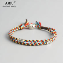 Load image into Gallery viewer, AMIU Tibetan Buddhist Lucky Woven Amulet Tibetan Cord Bracelets &amp; Bangles For Women Men Handmade Rope Buddha Anklet Bracelet