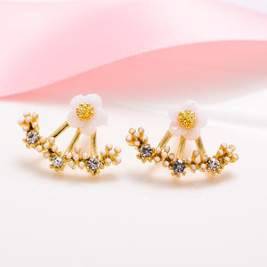 Korean Jewelry Zircon Pearl Heart Crystal Flower Angel Wings Geometry Stud Earrings For Women Statement Ear Jewelry Wholesale