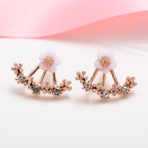 Korean Jewelry Zircon Pearl Heart Crystal Flower Angel Wings Geometry Stud Earrings For Women Statement Ear Jewelry Wholesale