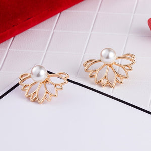 Korean Jewelry Zircon Pearl Heart Crystal Flower Angel Wings Geometry Stud Earrings For Women Statement Ear Jewelry Wholesale