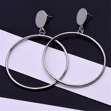 Load image into Gallery viewer, Simple fashion gold color Silver plated geometric big round earrings for women fashion big hollow drop earrings jewelry