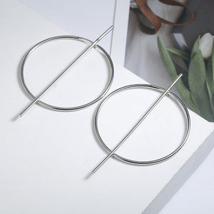 Simple fashion gold color Silver plated geometric big round earrings for women fashion big hollow drop earrings jewelry