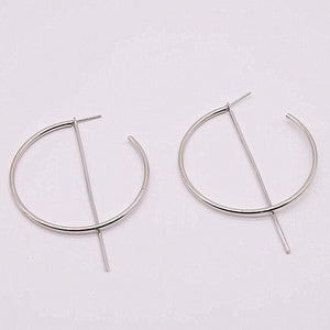 Simple fashion gold color Silver plated geometric big round earrings for women fashion big hollow drop earrings jewelry