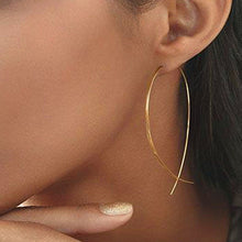 Load image into Gallery viewer, Simple fashion gold color Silver plated geometric big round earrings for women fashion big hollow drop earrings jewelry