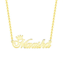 Load image into Gallery viewer, Custom Crown Name Necklace Personalized Jewelry Silver Rose Gold Stainless Steel Nameplate Choker Necklace Women Bridesmaid Gift