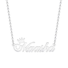 Load image into Gallery viewer, Custom Crown Name Necklace Personalized Jewelry Silver Rose Gold Stainless Steel Nameplate Choker Necklace Women Bridesmaid Gift