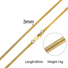 Load image into Gallery viewer, Vnox 3-6MM Silver Tone Snake Cocoon Curb Link Flat Box Wheat Chains Stainless Steel Men Necklace Choker Jewelry 24 inch