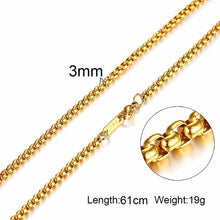 Load image into Gallery viewer, Vnox 3-6MM Silver Tone Snake Cocoon Curb Link Flat Box Wheat Chains Stainless Steel Men Necklace Choker Jewelry 24 inch