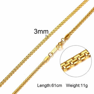 Vnox 3-6MM Silver Tone Snake Cocoon Curb Link Flat Box Wheat Chains Stainless Steel Men Necklace Choker Jewelry 24 inch