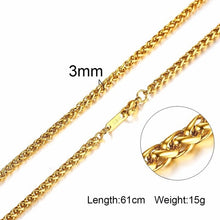 Load image into Gallery viewer, Vnox 3-6MM Silver Tone Snake Cocoon Curb Link Flat Box Wheat Chains Stainless Steel Men Necklace Choker Jewelry 24 inch