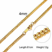 Load image into Gallery viewer, Vnox 3-6MM Silver Tone Snake Cocoon Curb Link Flat Box Wheat Chains Stainless Steel Men Necklace Choker Jewelry 24 inch