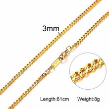 Load image into Gallery viewer, Vnox 3-6MM Silver Tone Snake Cocoon Curb Link Flat Box Wheat Chains Stainless Steel Men Necklace Choker Jewelry 24 inch