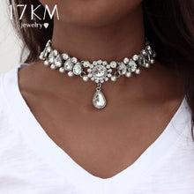 Load image into Gallery viewer, 17KM Boho Collar Choker Water Drop Crystal Beads Choker Necklace &amp;pendant Vintage Simulated Pearl Statement Beads Maxi Jewelry