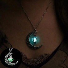 Load image into Gallery viewer, FAMSHIN 2019 New Hot Moon Glowing Necklace,Gem Charm Jewelry,Silver Plated,Women Halloween Hollow Luminous Stone Necklace Gifts