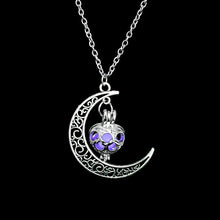 Load image into Gallery viewer, FAMSHIN 2019 New Hot Moon Glowing Necklace,Gem Charm Jewelry,Silver Plated,Women Halloween Hollow Luminous Stone Necklace Gifts
