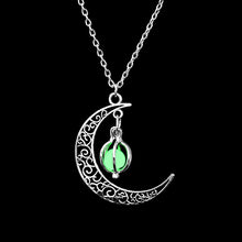 Load image into Gallery viewer, FAMSHIN 2019 New Hot Moon Glowing Necklace,Gem Charm Jewelry,Silver Plated,Women Halloween Hollow Luminous Stone Necklace Gifts