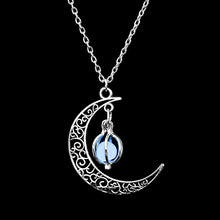 Load image into Gallery viewer, FAMSHIN 2019 New Hot Moon Glowing Necklace,Gem Charm Jewelry,Silver Plated,Women Halloween Hollow Luminous Stone Necklace Gifts