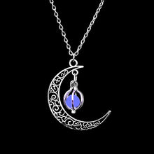 Load image into Gallery viewer, FAMSHIN 2019 New Hot Moon Glowing Necklace,Gem Charm Jewelry,Silver Plated,Women Halloween Hollow Luminous Stone Necklace Gifts