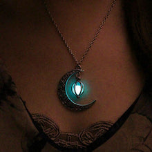 Load image into Gallery viewer, FAMSHIN 2019 New Hot Moon Glowing Necklace,Gem Charm Jewelry,Silver Plated,Women Halloween Hollow Luminous Stone Necklace Gifts