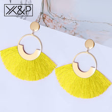 Load image into Gallery viewer, X&amp;P  Bohemian Big Tassel Drop Earrings For Women Lady Female Fringe Handmade Dangle Statement Fashion Woman Earring 2018 Jewelry