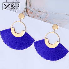 Load image into Gallery viewer, X&amp;P  Bohemian Big Tassel Drop Earrings For Women Lady Female Fringe Handmade Dangle Statement Fashion Woman Earring 2018 Jewelry