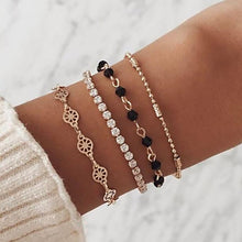 Load image into Gallery viewer, Miss JQ Bohemia Alloy Crystal Multi-layers Black Beaded Bracelets for Women Jewelry Foot Gold Chain Anklets Accessories Gift