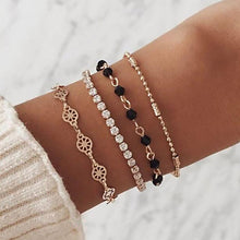Load image into Gallery viewer, Miss JQ Bohemia Alloy Crystal Multi-layers Black Beaded Bracelets for Women Jewelry Foot Gold Chain Anklets Accessories Gift