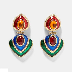 Dvacaman Fashion ZA Multi-Color Crystal Drop Earrings Women Gold Color Maxi Statement Earrings Wedding Party Jewelry Christmas