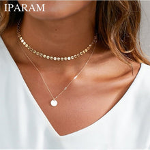 Load image into Gallery viewer, IPARAM Bohemian Golden Coin Multilayer Necklace 2019 Retro Layered Handmade Woman Choker Collar Necklace Jewelry Gift