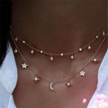 Load image into Gallery viewer, Bohemian Multilayer Crystal Stars Moon Necklace Women's Vintage Layered Gold Collar Necklace Fashion Jewelry 2019 Party Gift Jew