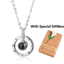 Load image into Gallery viewer, Dropshipping New Rose Gold Silver 100 Languages I Love You Projection Pendant Necklace Romantic Love Memory Wedding Necklace